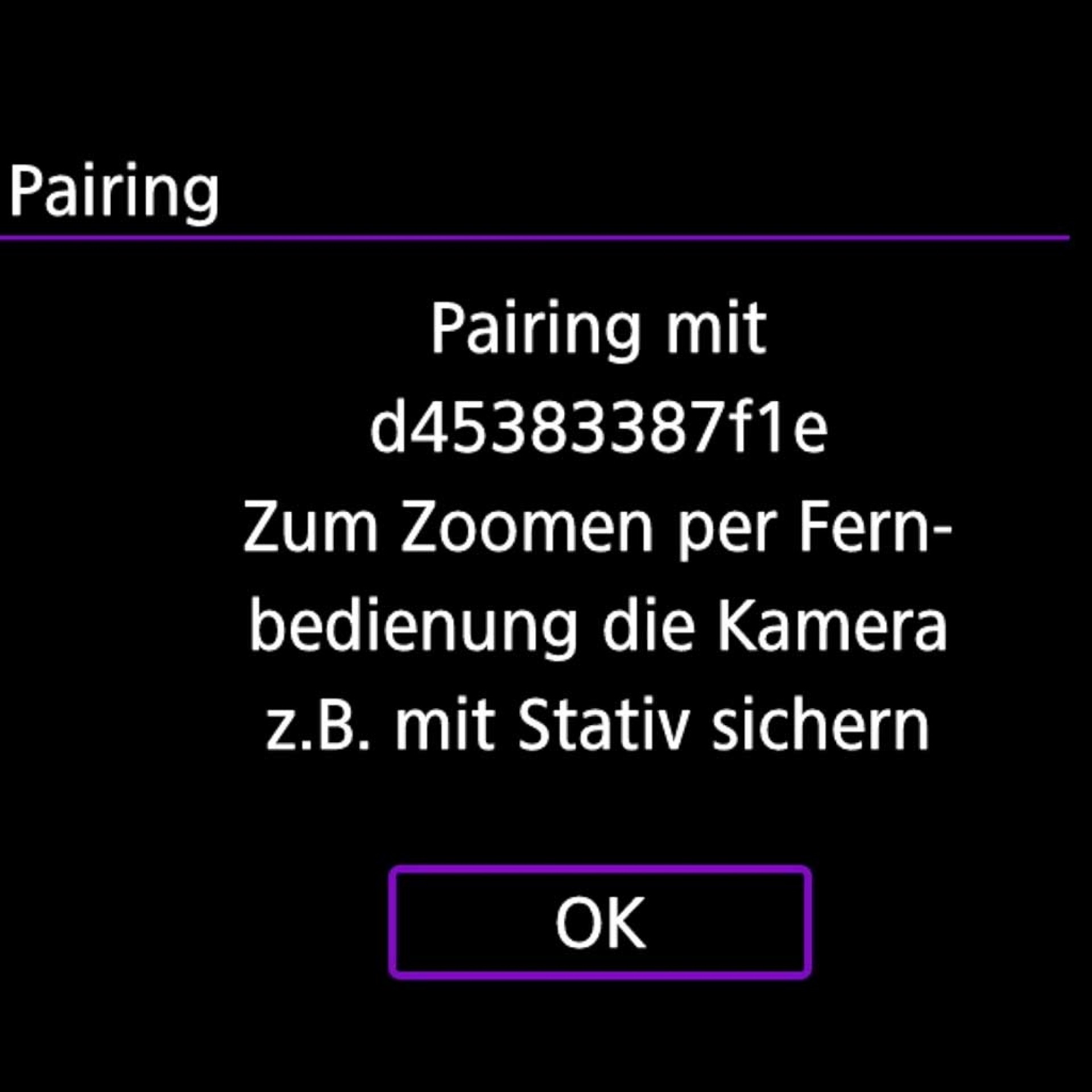 Pairing, Kamera, Fernbedienung